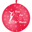 1 Ballon Latex 3' Vive les Mariés Couple Rouge - PMS
