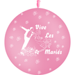 1 Ballon Latex 3' Vive les Mariés Couple Rose - PMS