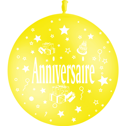 Ballon 2' Anniversaire cadeaux jaune citron - PMS