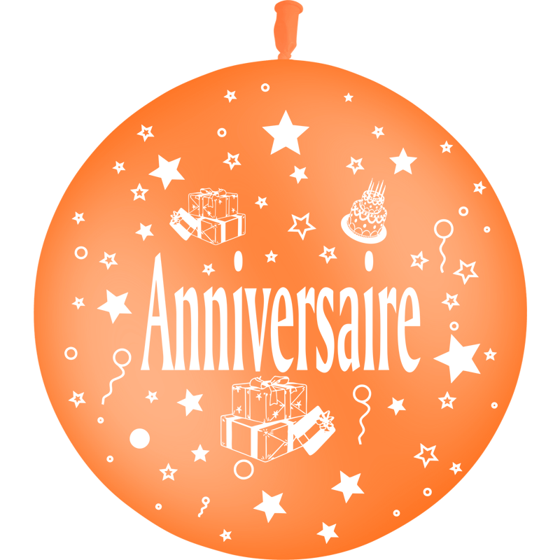 1 Ballon Latex 3' Anniversaire Cadeaux Orange - PMS