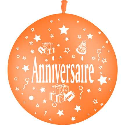 Ballon 2' Anniversaire Cadeaux Orange - PMS