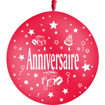 Ballon 2' Anniversaire Cadeaux Rouge - PMS