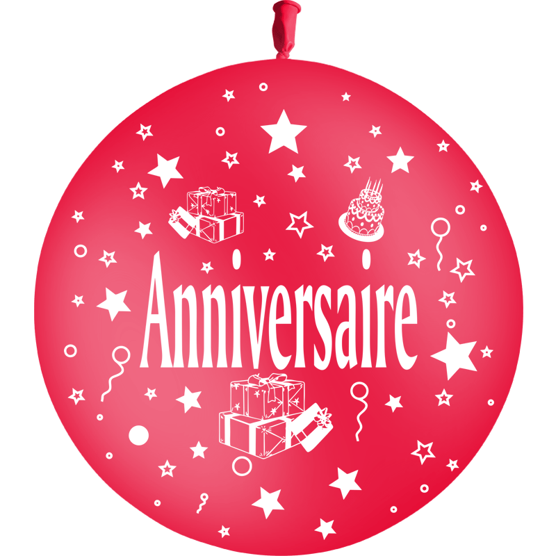 1 Ballon Latex 3' Anniversaire Cadeaux Rouge - PMS