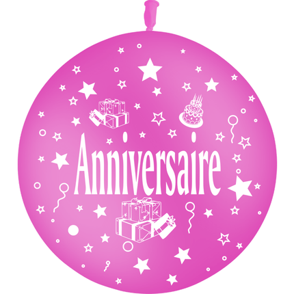 Ballon 2' Anniversaire Cadeaux Fuchsia - PMS