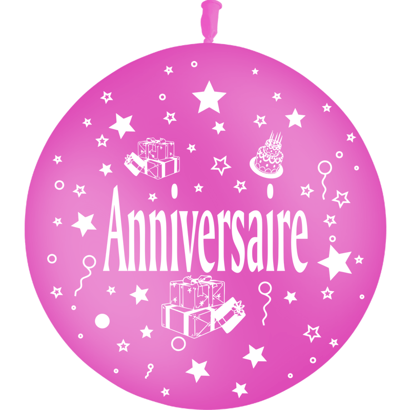 1 Ballon Latex 3' Anniversaire Cadeaux Fuchsia - PMS