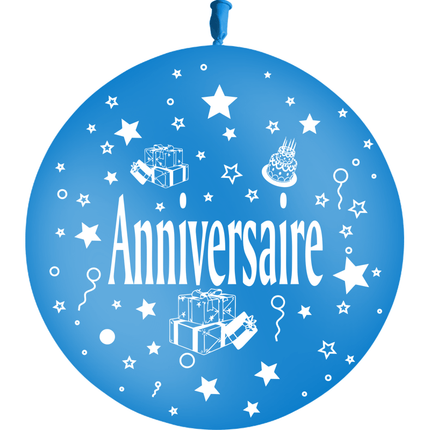 1 Ballon Latex 3' Anniversaire Cadeaux Bleu - PMS