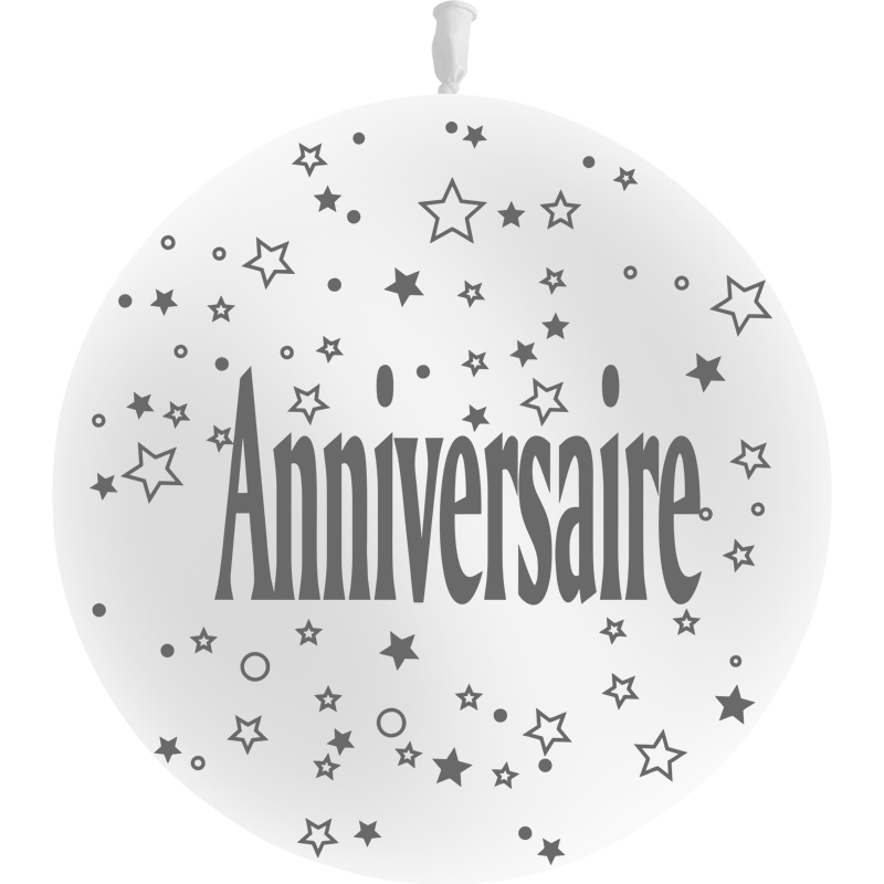 1 Ballon Latex 3' Anniversaire Seul Blanc - PMS