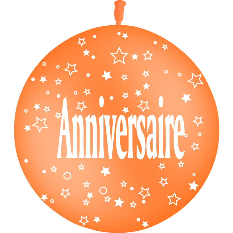 1 Ballon Latex 3' Anniversaire Seul Orange - PMS