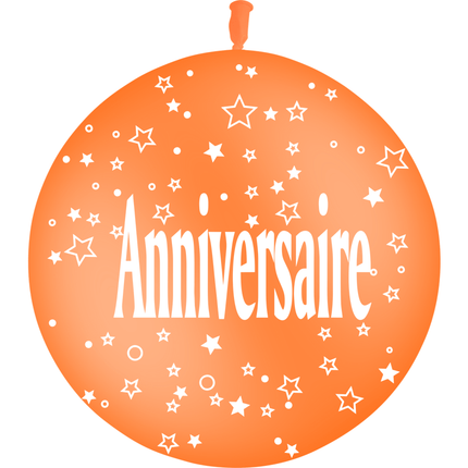 1 Ballon Latex 3' Anniversaire Seul Orange - PMS