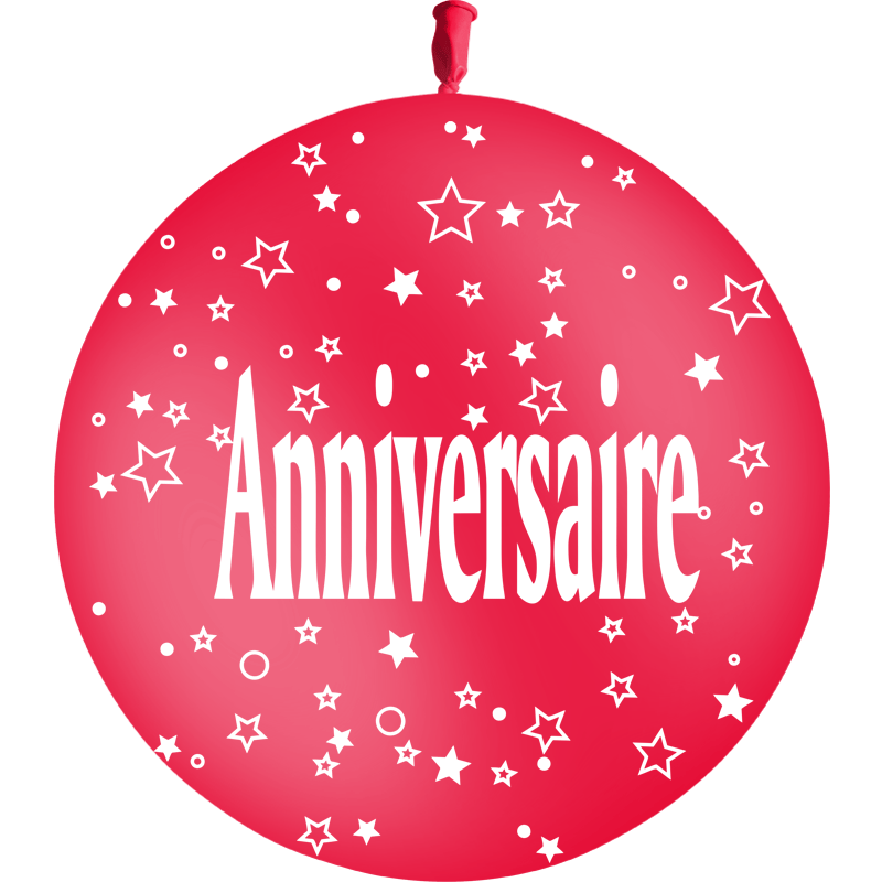 1 Ballon Latex 3' Anniversaire Seul Rouge - PMS