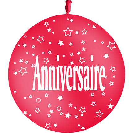 1 Ballon Latex 3' Anniversaire Seul Rouge - PMS