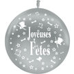 1 Ballon Latex HG3' Joyeuses Fêtes Métal Argent - PMS