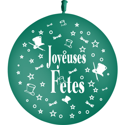 1 Ballon Latex HG3' Joyeuses Fêtes Vert Forêt - PMS