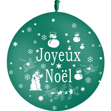 1 Ballon Latex HG3' Joyeux Noël Vert Forêt - PMS
