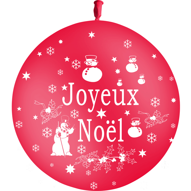 1 Ballon Latex HG3' Joyeux Noël Rouge - PMS