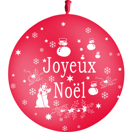 1 Ballon Latex HG3' Joyeux Noël Rouge - PMS