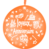 1 Ballon Latex 3' Anniversaire Confetti Orange - PMS