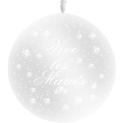 1 Ballon Latex 3' Vive les Mariés Fleurs Cristal Transparent - PMS