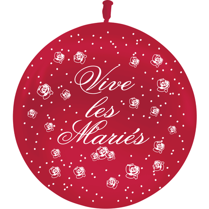 1 Ballon Latex 3' Vive les Mariés Fleurs Cristal Bordeaux - PMS
