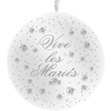 1 Ballon Latex 3' Vive les Mariés Fleurs Blanc - PMS