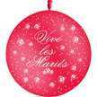1 Ballon Latex 3' Vive les Mariés Fleurs Rouge - PMS