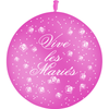 1 Ballon Latex 3' Vive les Mariés Fleurs Fuchsia - PMS