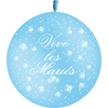 1 Ballon Latex 3' Vive les Mariés Fleurs Ciel - PMS