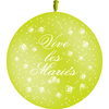 1 Ballon Latex 3' Vive les Mariés Fleurs Limette - PMS