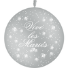 1 Ballon Latex 3' Vive les Mariés Fleurs Gris - PMS