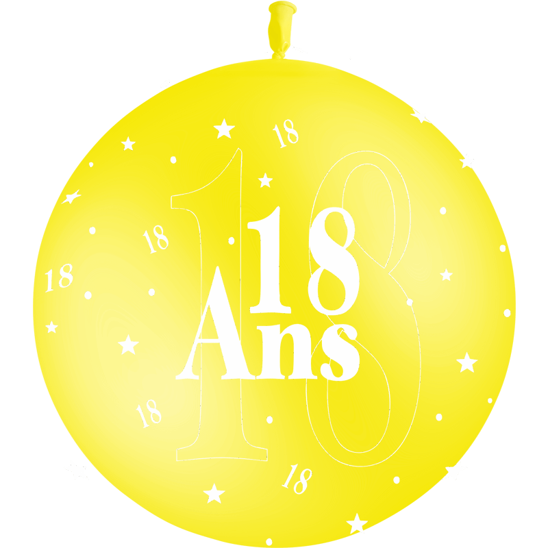 1 Ballon Latex 3' 18 Ans Jaune Citron - PMS