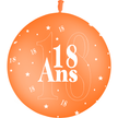 1 Ballon Latex 3' 18 Ans Orange - PMS