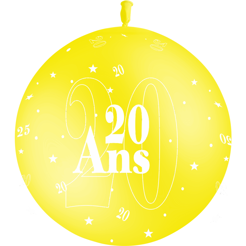 Ballon Latex 3' 20 Ans Jaune Citron - PMS