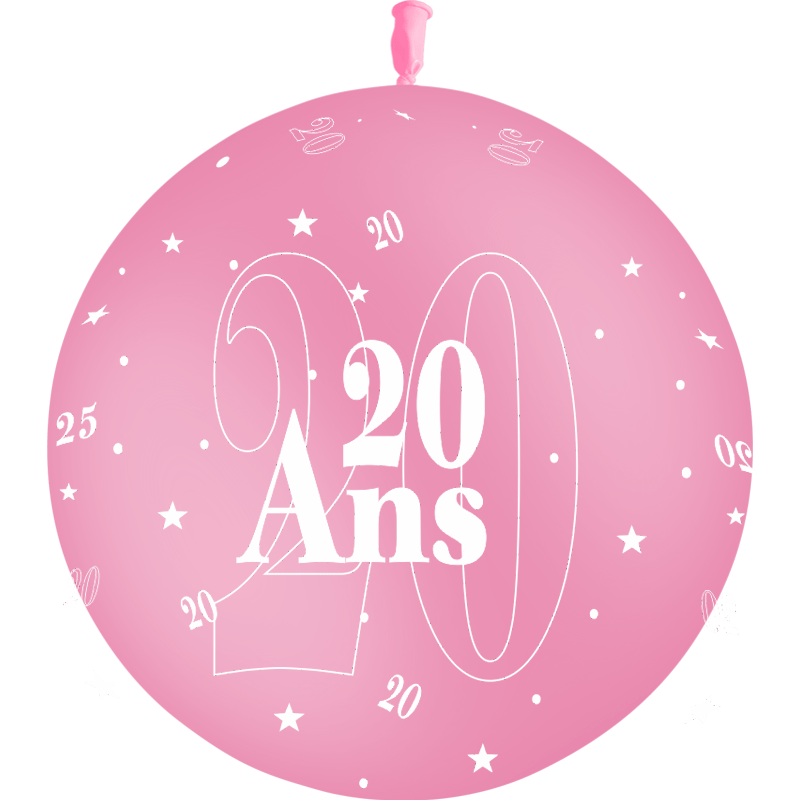 1 Ballon Latex 3' 20 Ans Rose - PMS