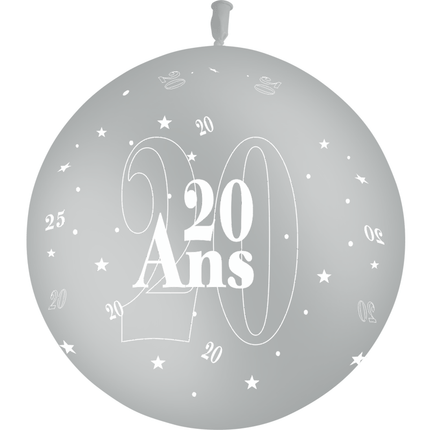 Ballon Latex 3' 20 Ans Gris - PMS