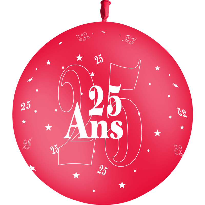 1 Ballon Latex 3' 25 Ans Rouge - PMS