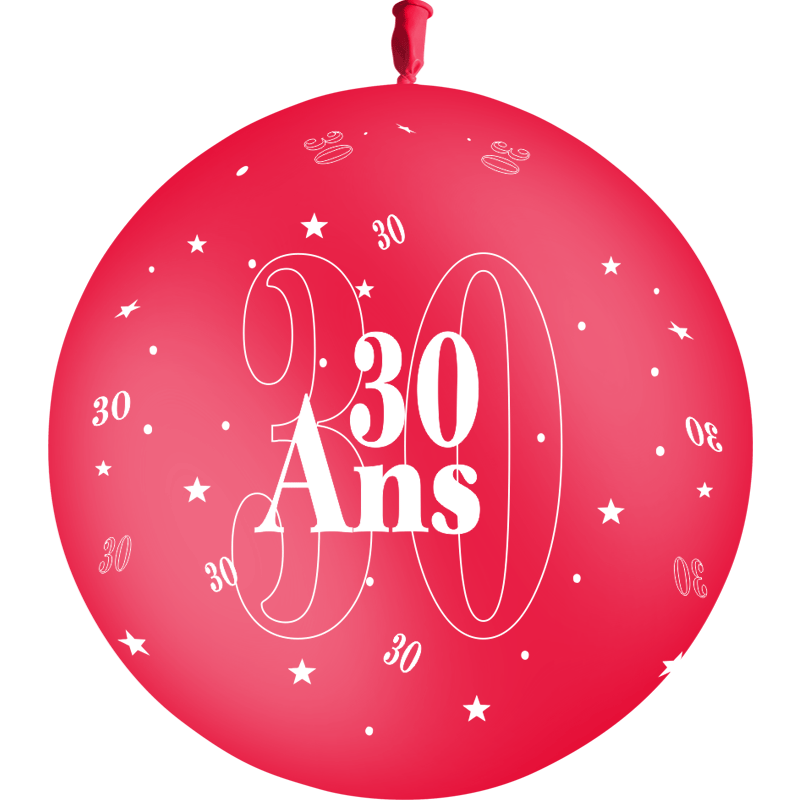 1 Ballon Latex 3' 30 Ans Rouge - PMS