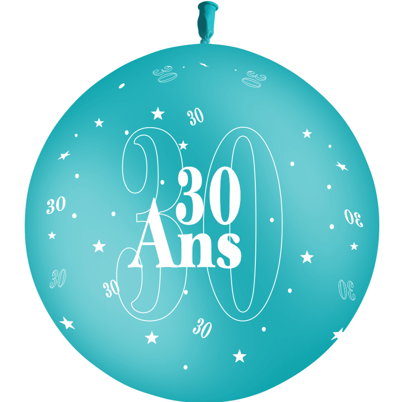 1 Ballon Latex 3' 30 Ans Turquoise - PMS