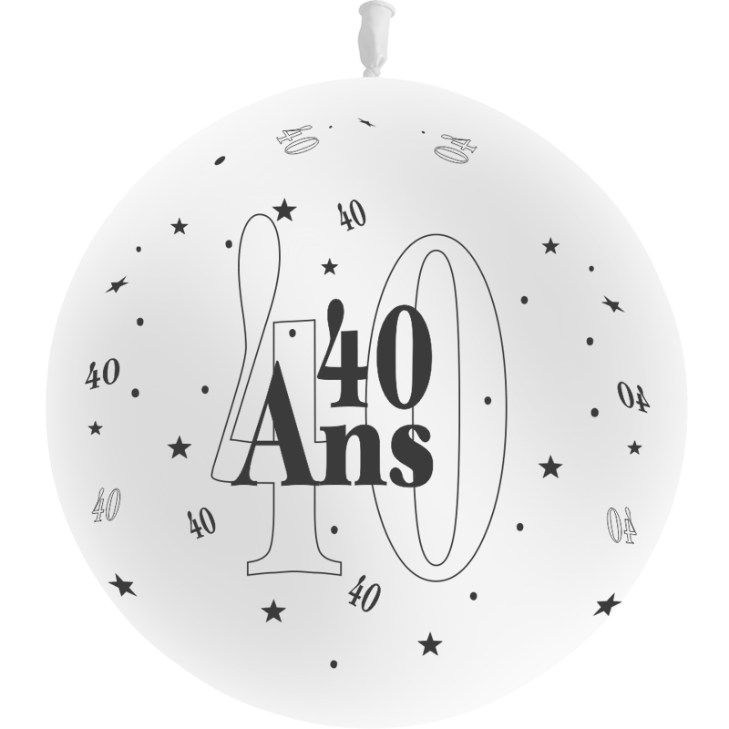 1 Ballon Latex 3' 40 Ans Blanc - PMS