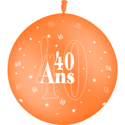 1 Ballon Latex 3' 40 Ans Orange - PMS
