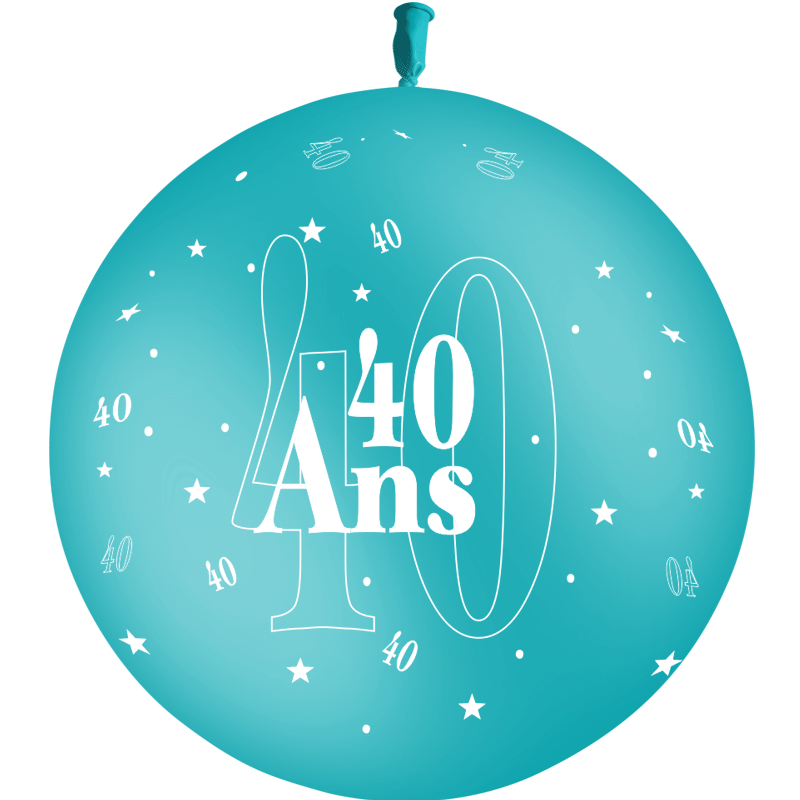 1 Ballon Latex 3' 40 Ans Turquoise - PMS