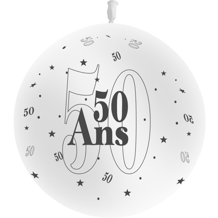 1 Ballon Latex 3' 50 Ans Blanc - PMS