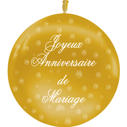 Ballon Latex Anniversaire De Mariage Métal Or - PMS