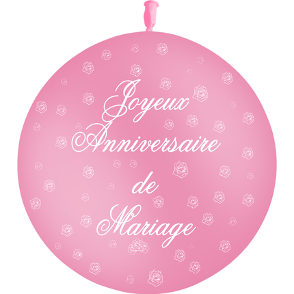 1 Ballon Latex Anniversaire De Mariage Rose - PMS