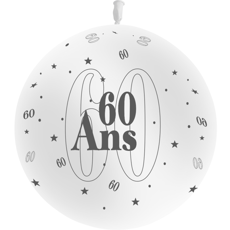 1 Ballon Latex 60 Ans Blanc - PMS