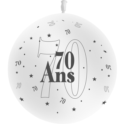 1 Ballon Latex 70 Ans Blanc - PMS