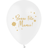 10 Ballons Latex HG95 Bonne Fête Mamie Fleurs Blanc - PMS