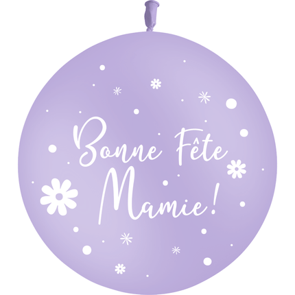 Ballon 2' Bonne Fête Mamie Fleurs Pastel Matte Lavande - PMS