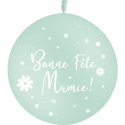 Ballon 2' Bonne Fête Mamie Fleurs Pastel Matte Menthe - PMS