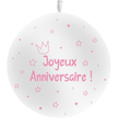 1 Ballon Latex 3' Anniversaire Kids Blanc & Rose - PMS