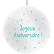 1 Ballon Latex 3' Anniversaire Kids Blanc & Bleu - PMS